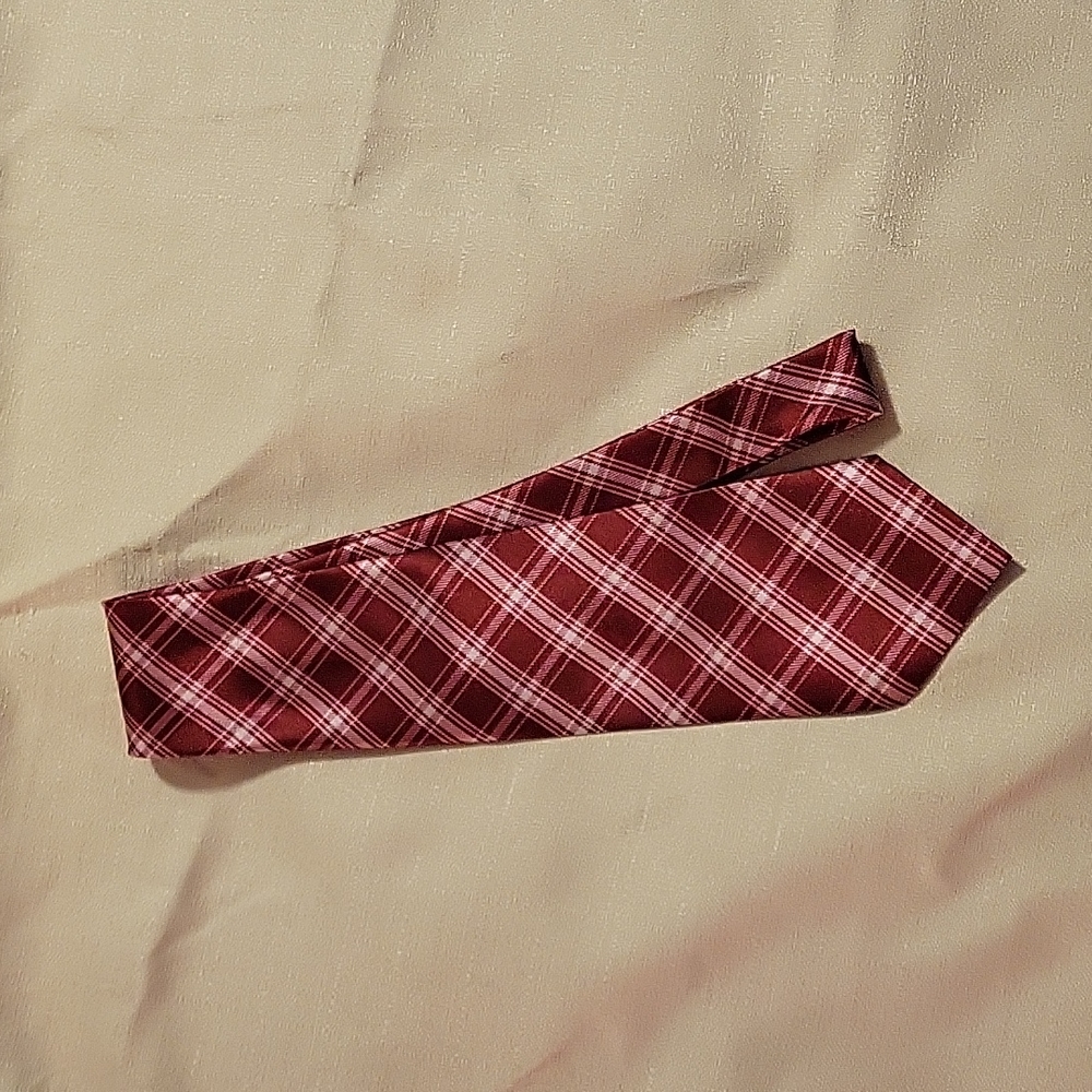 Burgundy plaid tie
